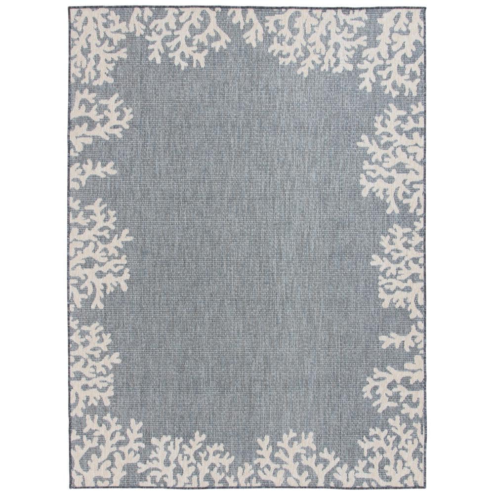 Hampton Bay Blue 5 ft. x 7 ft. Coastal Reef Border Indoor/Outdoor Area