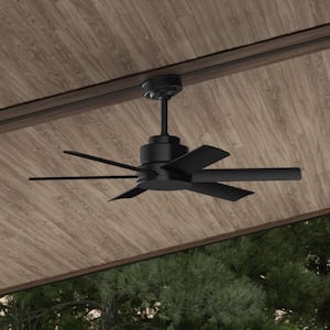 Kennicott 44 in. Matte Black Indoor/Outdoor Ceiling Fan with Wall Switch For Patios or Bedrooms