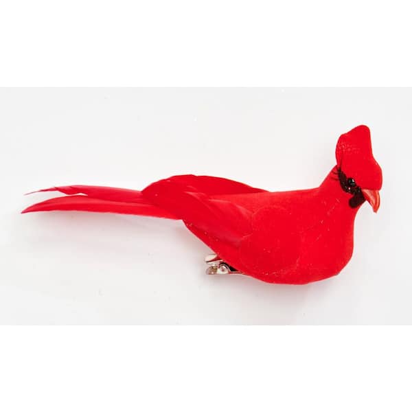 Unbranded 2 in. Feathered Cardinal Ornament with Clip (Set of 12)