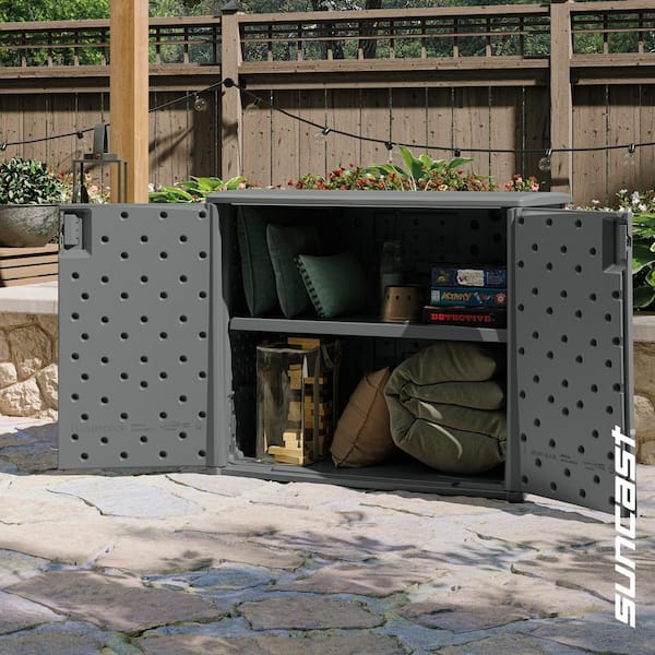 3 ft. 6 in. W x 1 ft. 11 in. D x 2 ft. 11.5 in. H Plastic Resin Outdoor Storage Cabinet Shed in Cool Gray