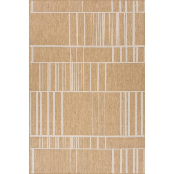 Nerelle Geometric Beige 8 ft. x 10 ft. Outdoor Area Rug