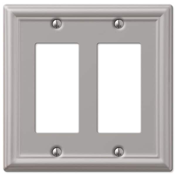 AMERELLE Ascher 2-Gang Brushed Nickel Decorator/Rocker Stamped Steel Wall Plate