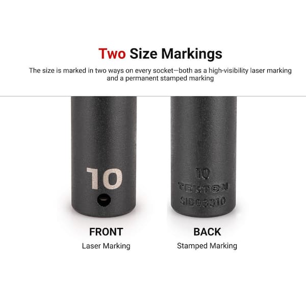 TEKTON 3/8 Inch Drive Shallow, Semi-Deep, and Deep 6-Point Impact