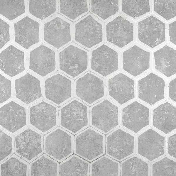 Brewster Geometrics Grey Wallpaper Sample