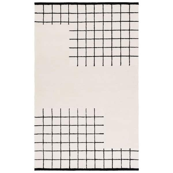 SAFAVIEH Genre 4 ft. x 6 ft. Ivory/Black Border Isometric Area Rug