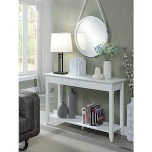 American Heritage 48 in. White Standard Rectangle Wood Console Table with Drawer