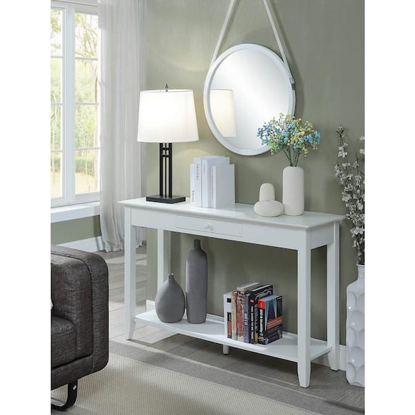 Convenience Concepts American Heritage 48 in. White Standard Rectangle Wood Console Table with Drawer