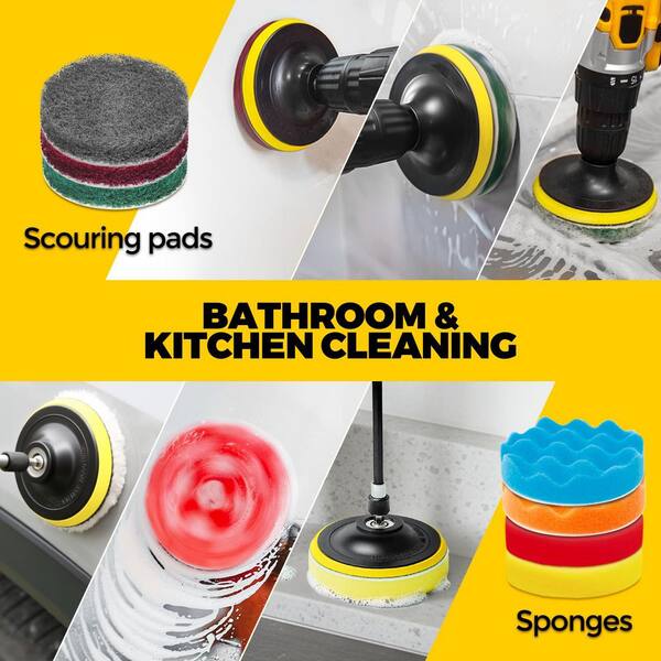 Laybus 22 Pack Yellow Drill Brush Attachments Set with Iron Handle