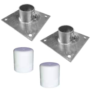 6 in. L x 6 in. W x 2 in. H HDG Steel Base Plate With PVC Caps (2-Pack)