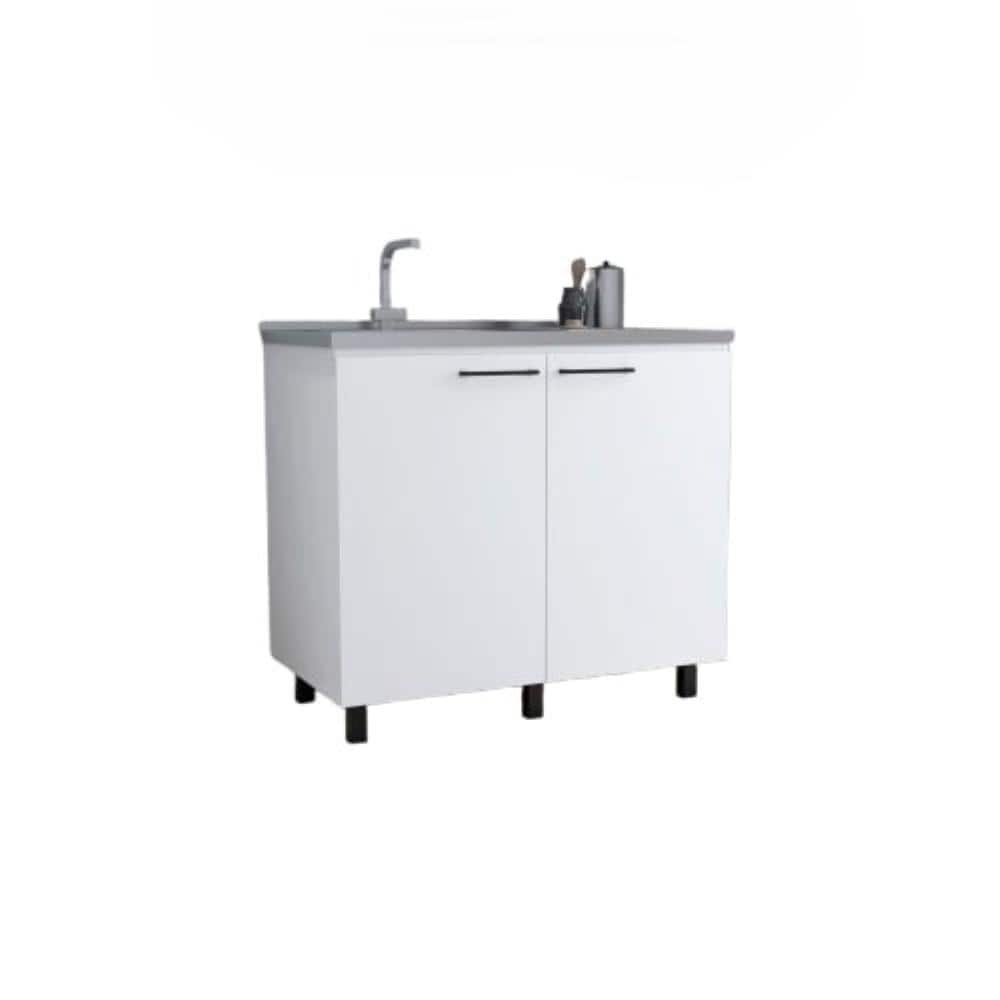 39.40 in. D x 20.70 in. W Undermount Stainless Steel White Utility Sink wit