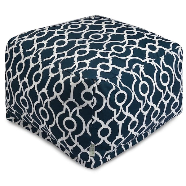 Majestic Home Goods Navy Athens Indoor/Outdoor Ottoman Cushion