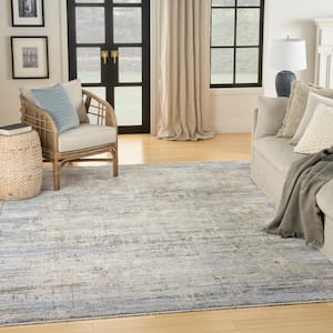 Modern Abstract Blue Grey 9 ft. x 11 ft. Abstract Contemporary Area Rug
