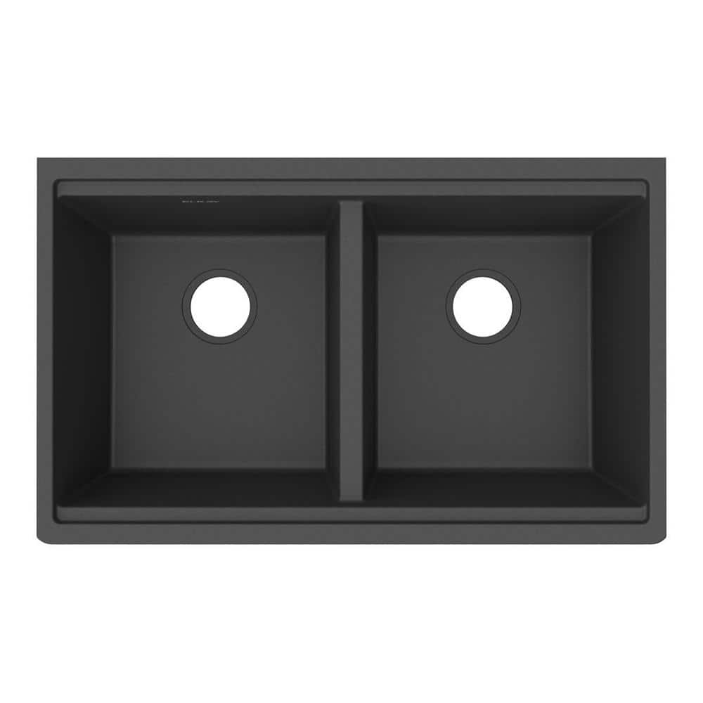 Matte Black Quartz Double Bowl Undermount Workstation Sink