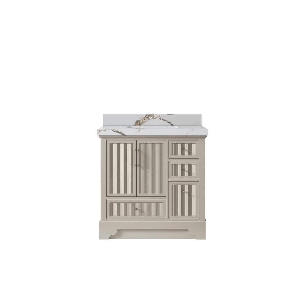 Alys 36 in. W x 22 in. D x 36 in. H Single Sink Bath Vanity Center in Fine Grain with 2 in. Calcutta Gold Qt. Top price history on PriceWatchPro