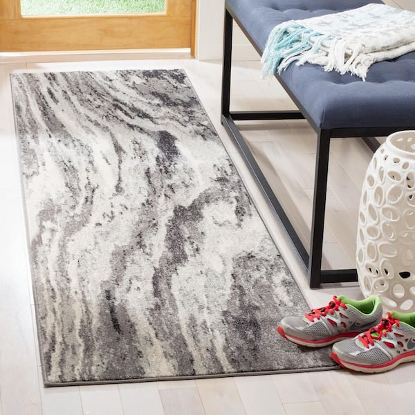 Evoke 2 ft. x 7 ft. Ivory/Gray Abstract Granite Runner Rug