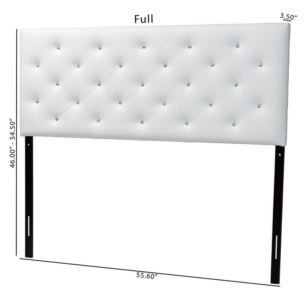 Viviana White Faux Leather Tufted Full Headboard