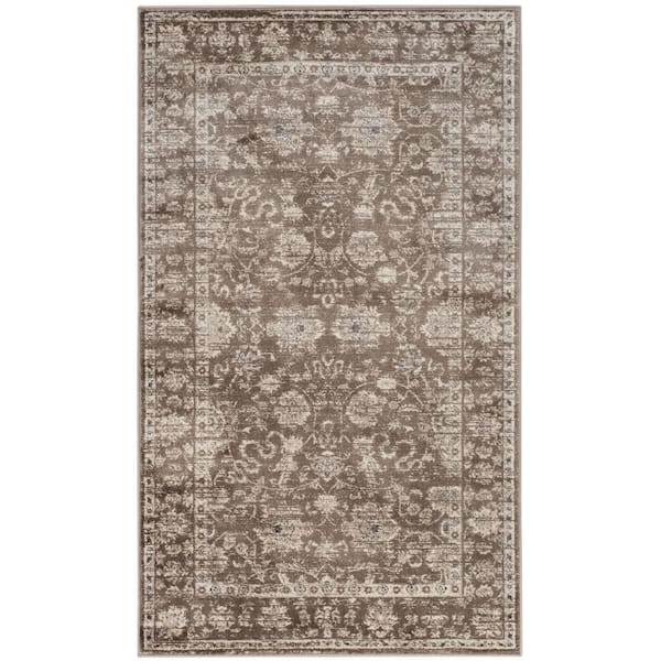 SAFAVIEH Vintage Brown/Ivory 3 ft. x 5 ft. Speckled Floral Border Area Rug