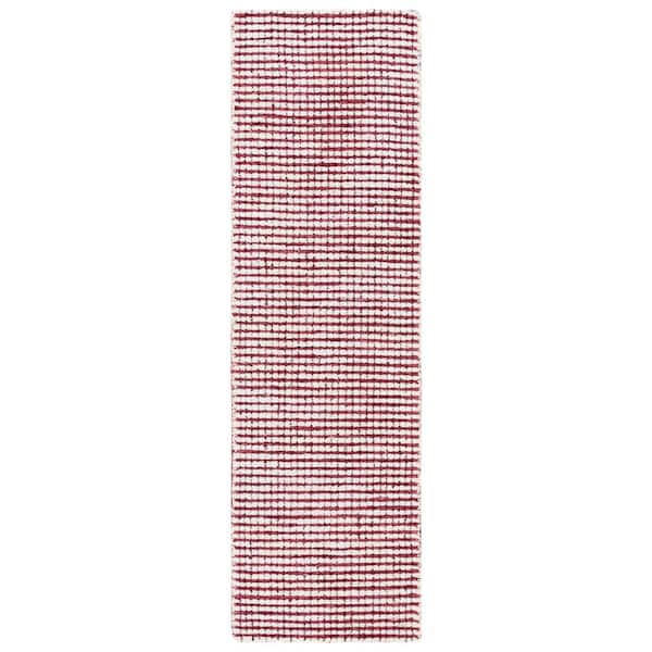 Abstract 2 ft. x 8 ft. Red/Ivory Striped Runner Rug