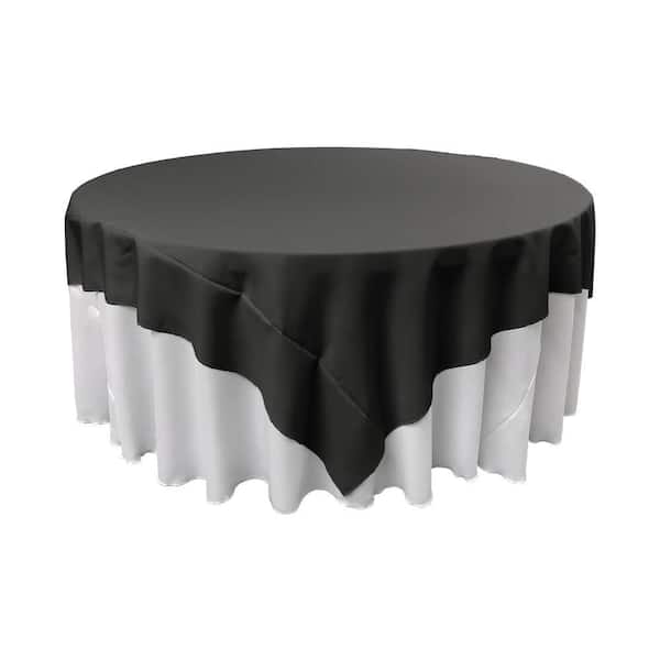 90 in. x 90 in. Black Polyester Poplin Square Tablecloth