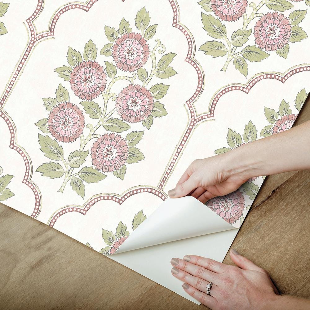 Rose Pink Floral Bazaar Peel and Stick Wallpaper Roll