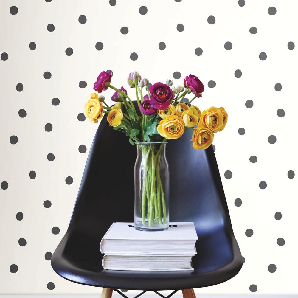 Black and White Polka Dot Peel & Stick Vinyl Wallpaper Roll