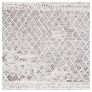 Abstract Ivory/Gray 6 ft. x 6 ft. Diamond Square Area Rug