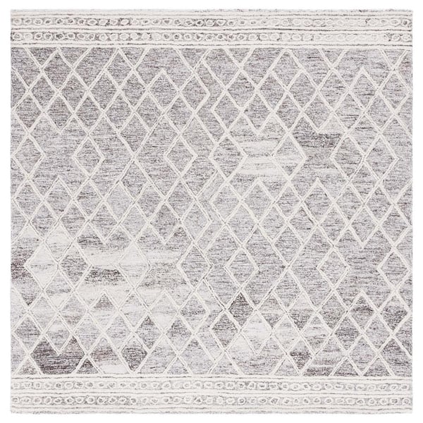 SAFAVIEH Abstract Ivory/Gray 6 ft. x 6 ft. Diamond Square Area Rug