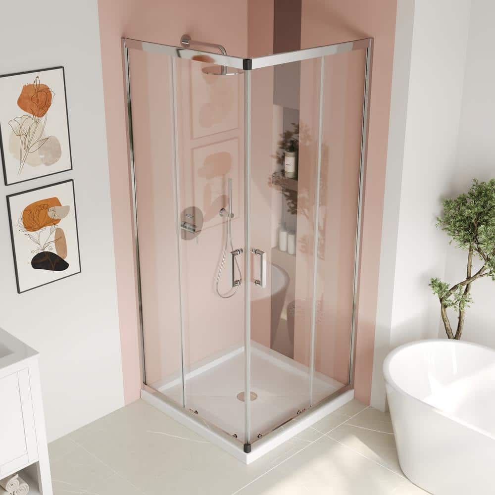 34" W x 72" H Clear Tempered Glass Shower Enclosure