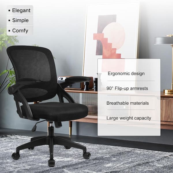 LACOO Office Black Mid Back Swivel Lumbar Support Desk, Computer Ergonomic  Mesh Chair with Armrest T-OCNC7510 - The Home Depot