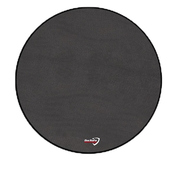 Angel Sar 60 in. Round Portable and Reusable 4-Layer Fireproof Under Grill Mat, Black