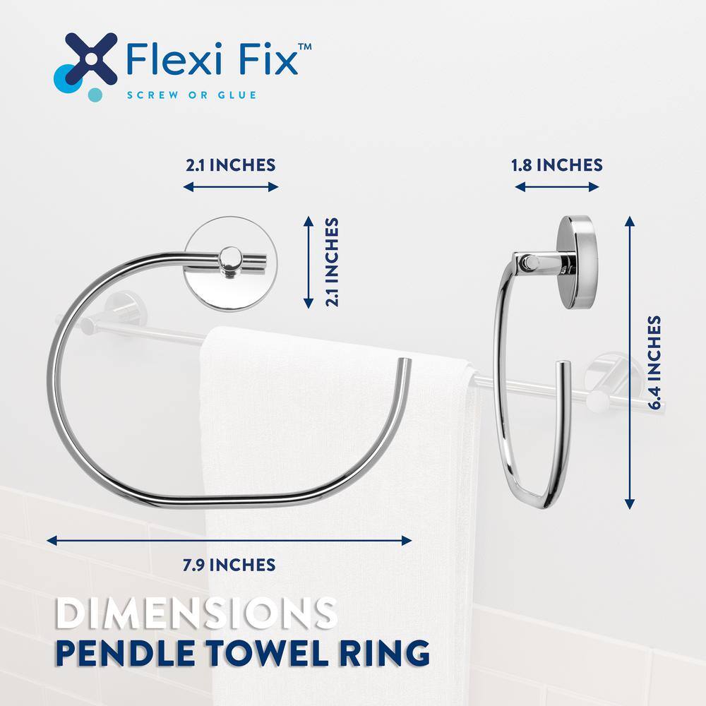 Chrome Wall Mounted Flexi-Fix Towel Ring