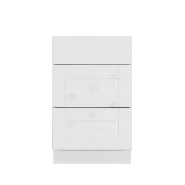 Anchester Assembled 21 in. x 34.5 in. x 24 in. Base Cabinet with 3-Drawers in Classic White