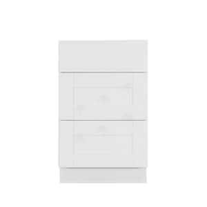 Anchester Assembled 24x34.5x24 in. Base Cabinet with 3 Drawers in Classic White