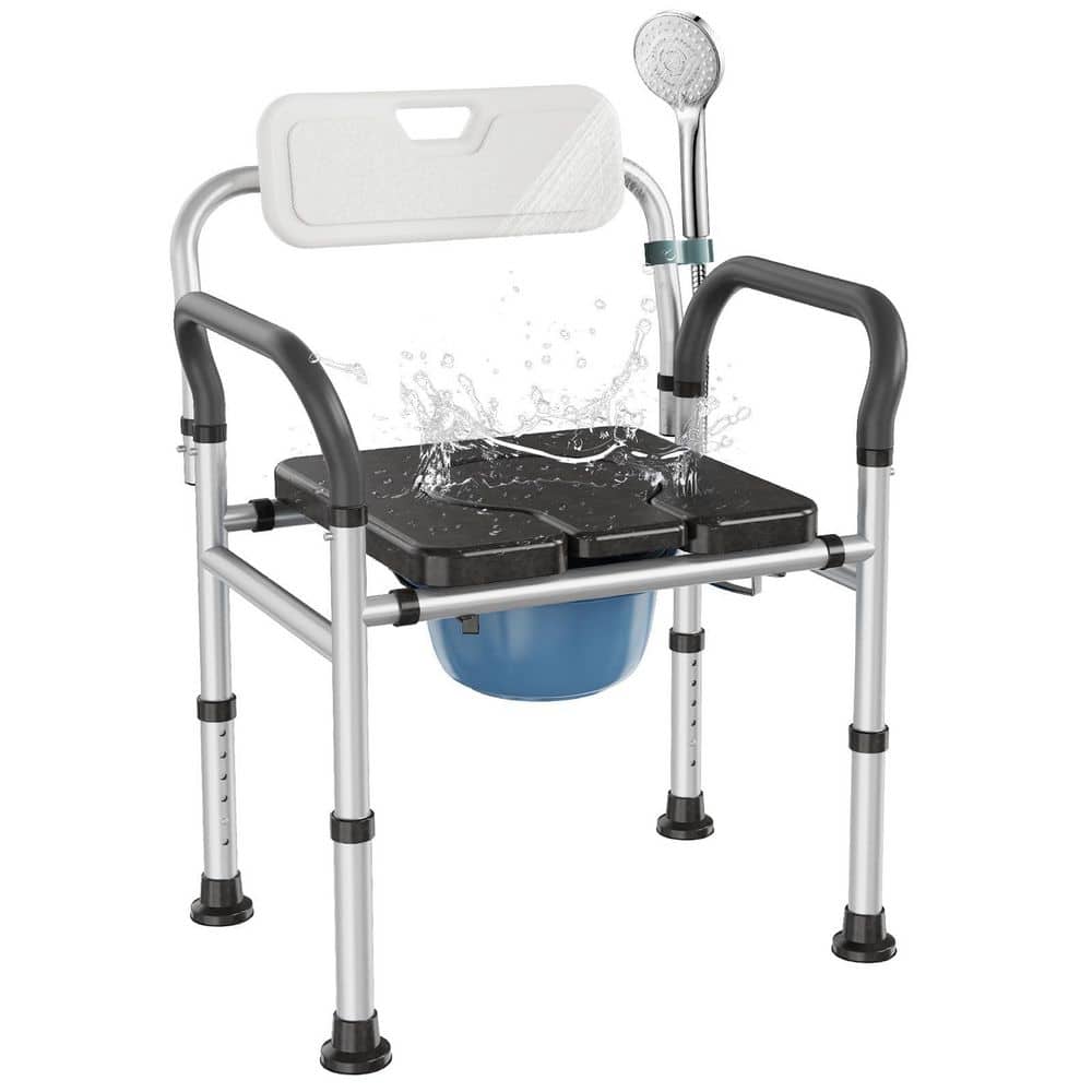 Numhew Bedside Commode Chair with Bucket, Adjustable Height
