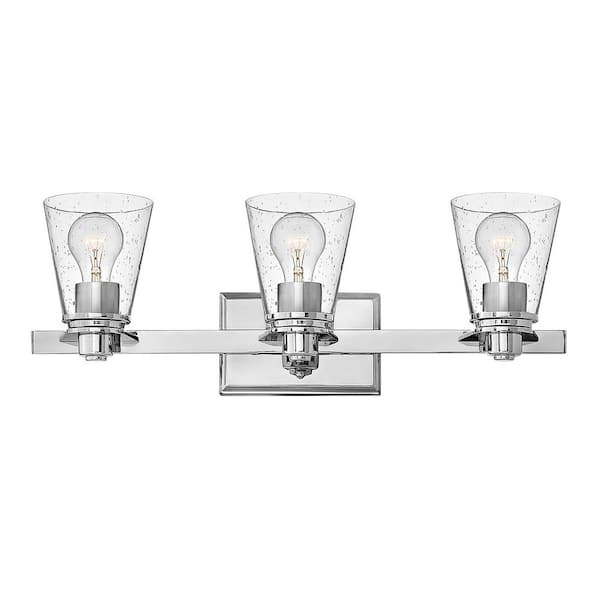 Avon 23.0 in. 3-Light Chrome with Clear Glass Vanity Light