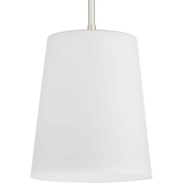 Progress Lighting Clarion Collection 1-Light Polished Nickel Etched White Transitional Pendant