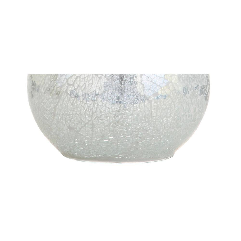 Mona 20" White Mosaic Table Lamp with Linen Shade