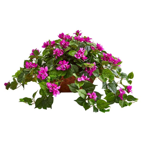Nearly Natural Artificial Indoor Bougainvillea in Metal Planter