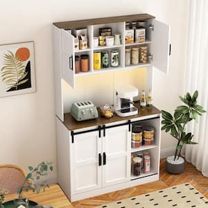 72 in. H White kitchen Storage Cabinet with Sliding Door