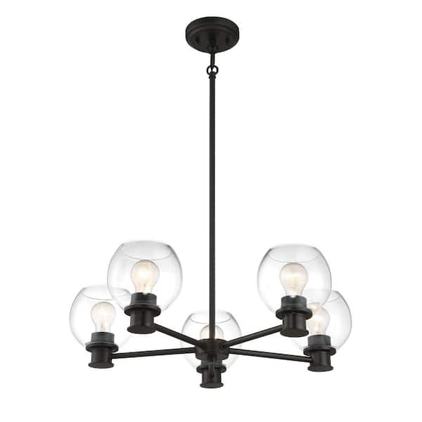 Good Lumens by Madison Avenue 5-Light Coal Chandelier with Clear Glass Shades