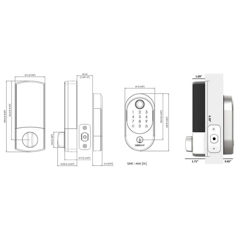 Hubspace Matte Black Round Biometric Fingerprint Electronic Touchpad Deadbolt