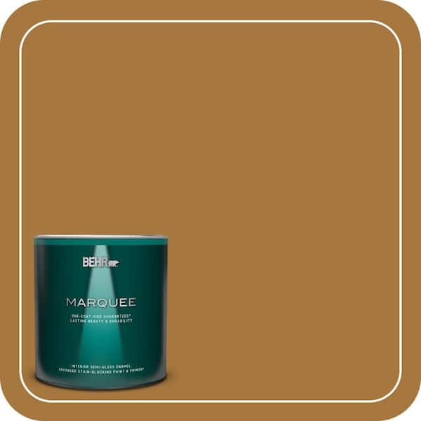 BEHR MARQUEE 1 qt. #MQ4-06 Invitation Gold One-Coat Hide Semi-Gloss Enamel Interior Paint & Primer