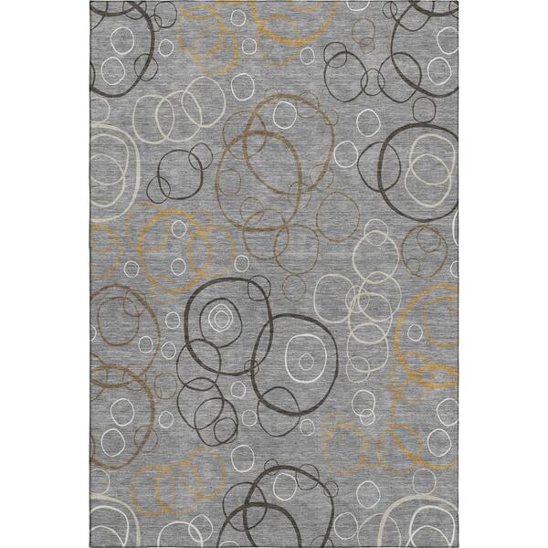Mayfield Premium Machine Washable Abstract AMF2408 Gray 10 ft. x 14 ft. Area Rug