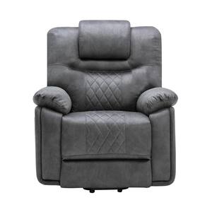 33.5 in. Gray PU Power Lift Chair with Adjustable Massage Function Recliner Chair for Living Room