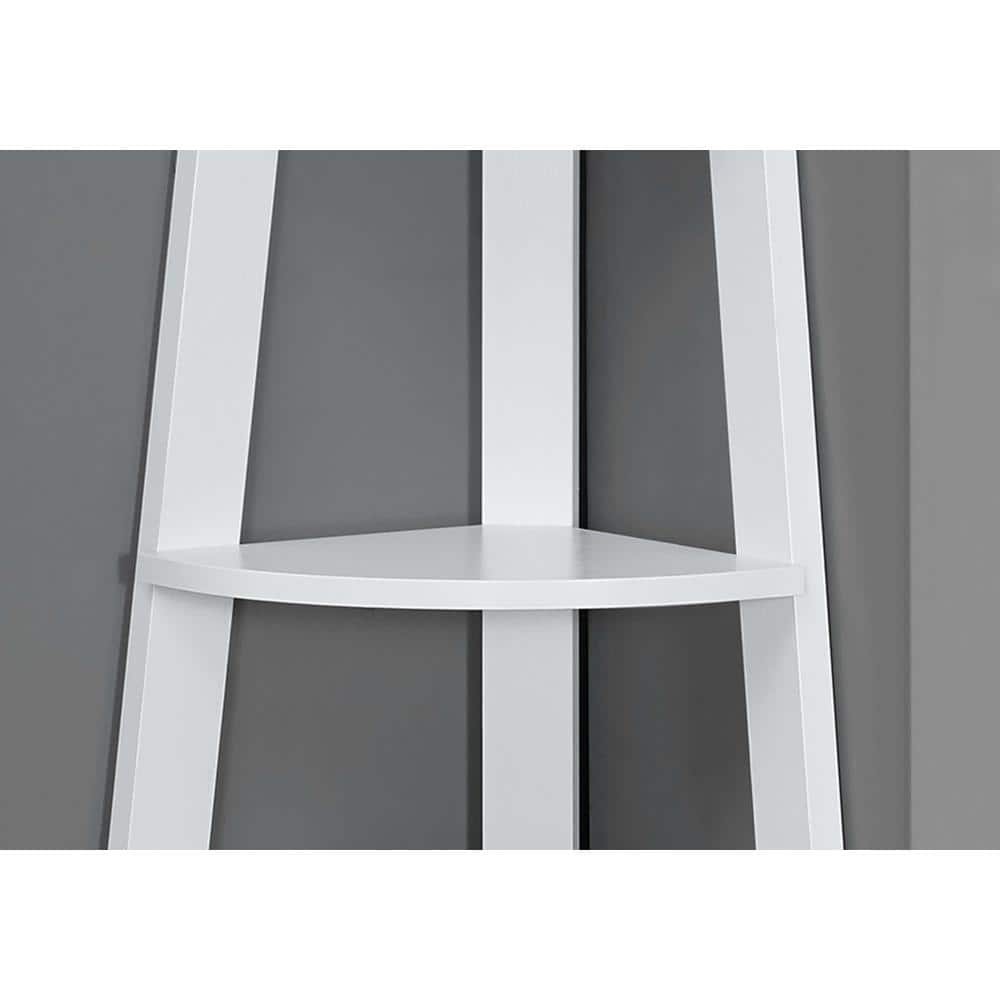 White 72" Tall Corner Etagere with Tray Shelves