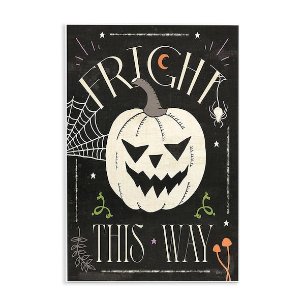 Stupell Industries Fright This Way Phrase by Veronique Charron 1-Piece Unframed Graphic Print Typography Poster Art Print 15 in. x 10 in.