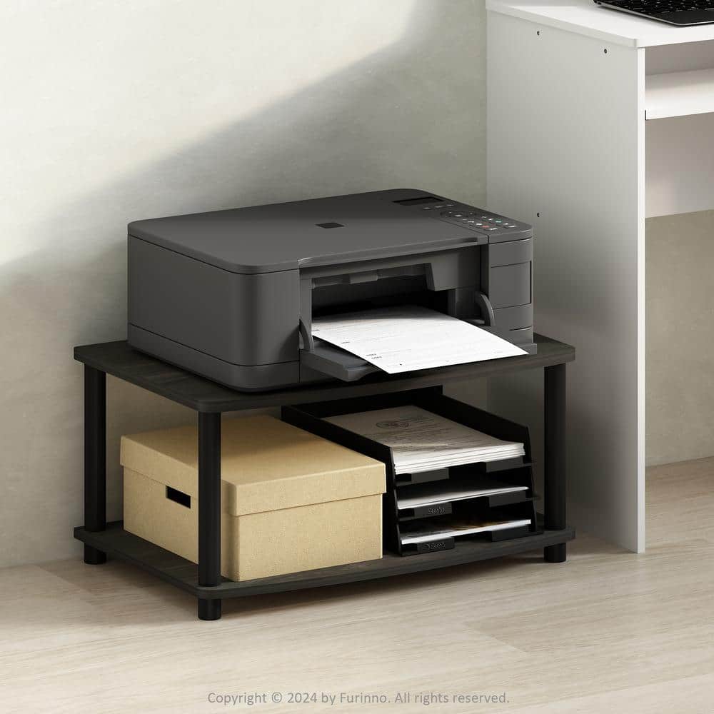 Espresso and Black Composite Wood 24'' Freestanding Printer Stand