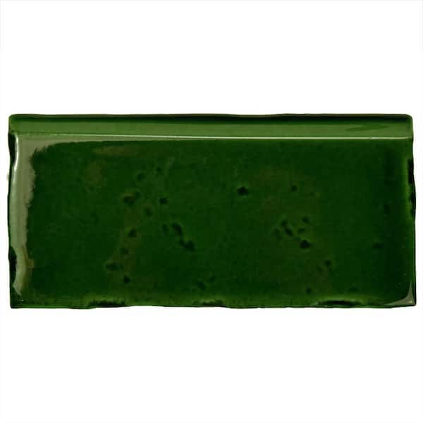 Merola Tile Novecento Zocalo Verdin 2-1/2 in. x 5-1/8 in. Glossy Ceramic Wall Tile Trim