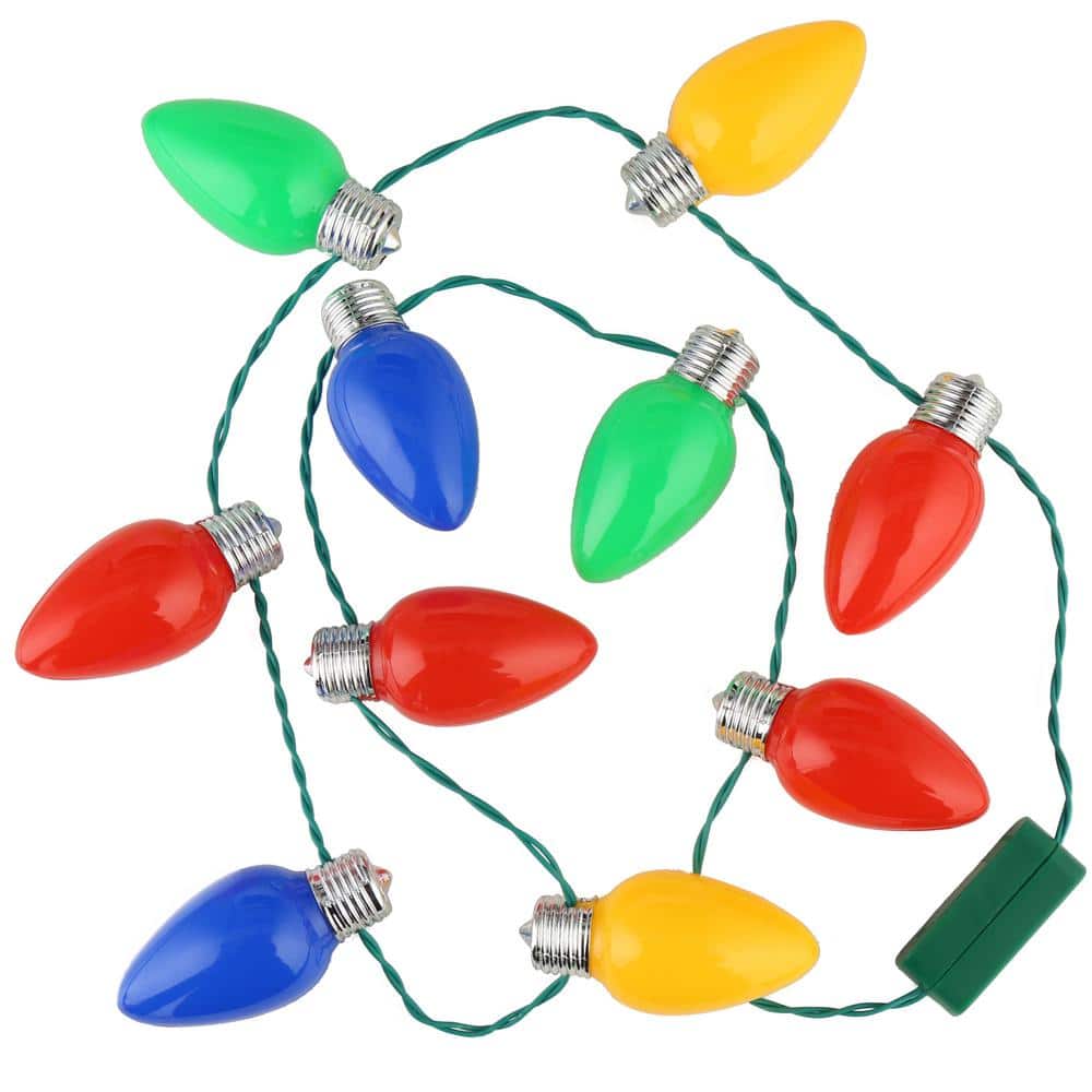 10-Light LED Multi-Color Holiday Big Bulb Flashing Necklace 702325-CL ...