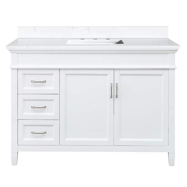 Home Decorators Collection Ashburn 49 in. W x 22 in. D Bath Vanity in White with Cala White Engineered Stone Top DL